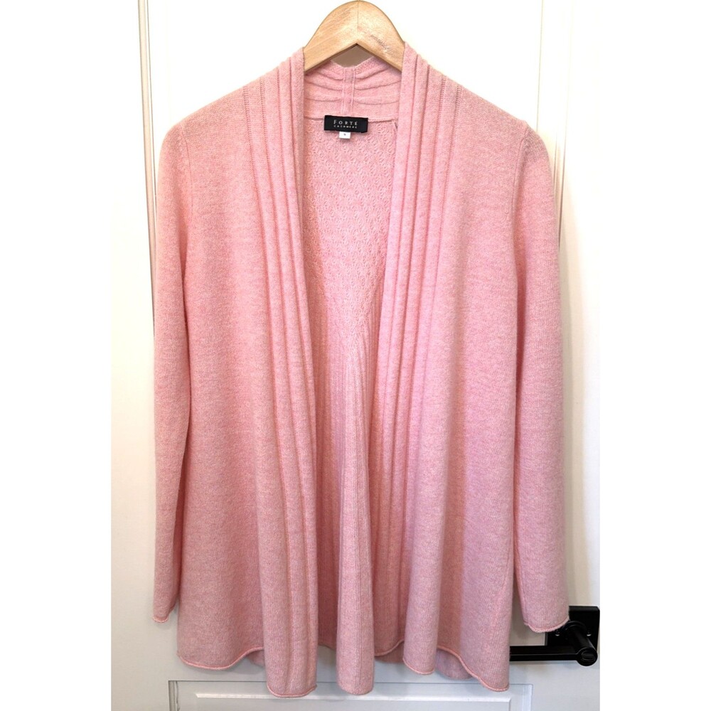 Forte 100% Cashmere Sweater Pink Open Cardigan S Capsule Timeless Feminine Cozy